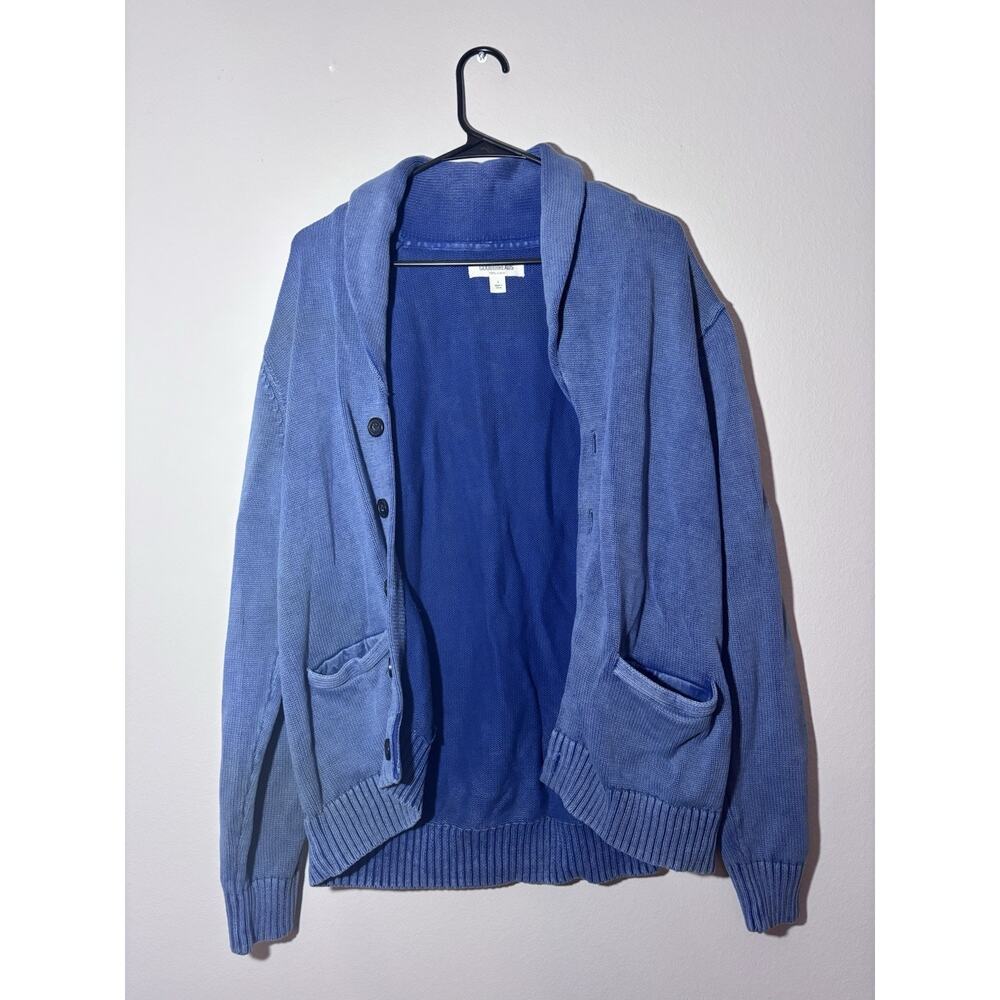 Goodthreads 100% cotton blue shawl collar cardigan size large Men’s